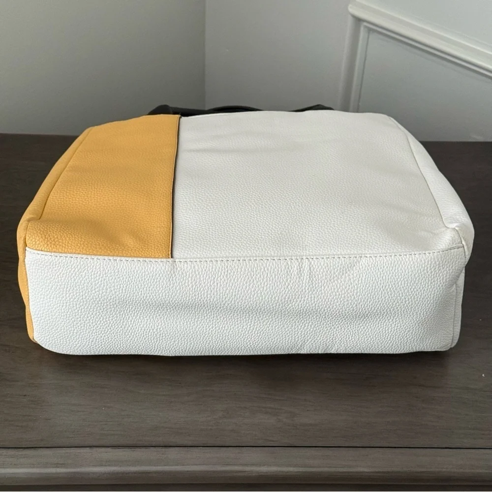 Tahari Two-Tone in Yellow & White Leather Handbag Crossbody